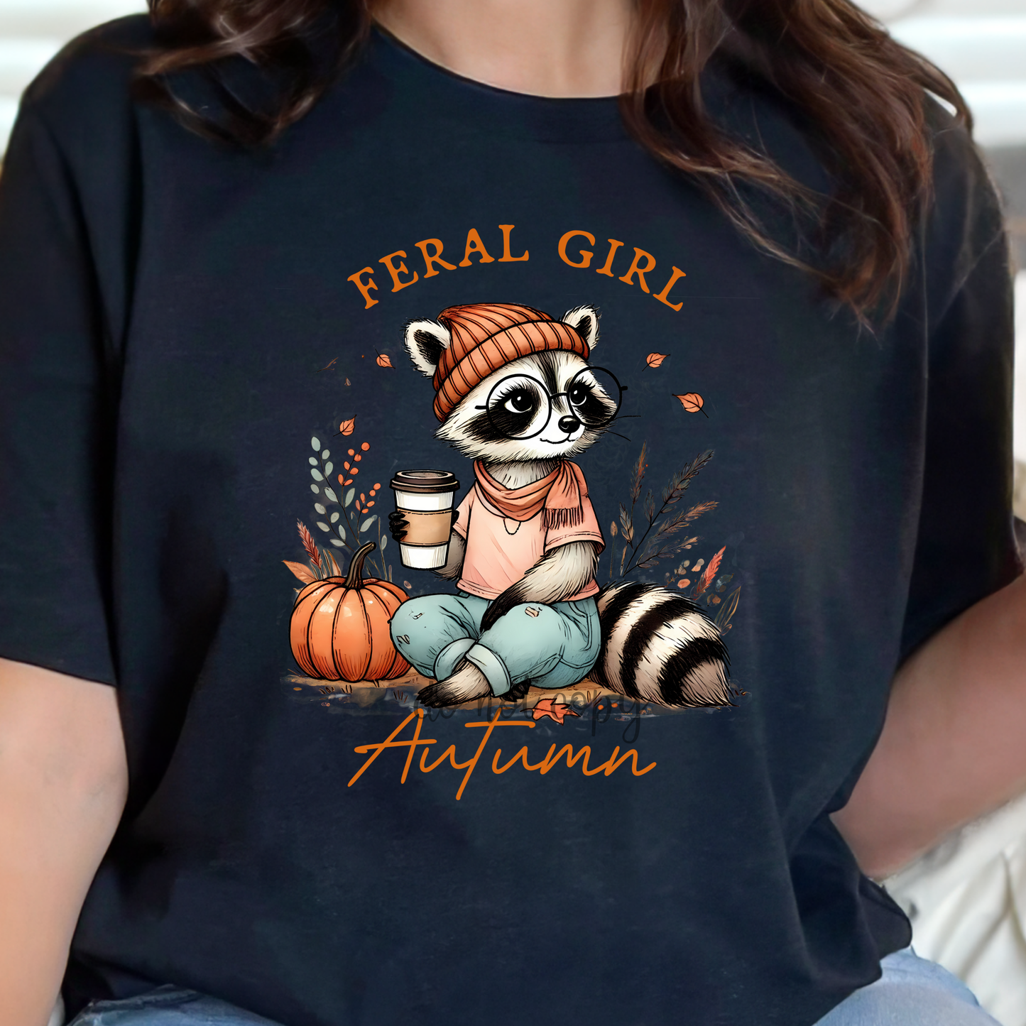 Feral Girl Autumn Racoon Dtf