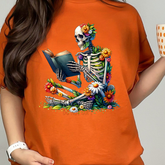 Skeleton with book  DTF