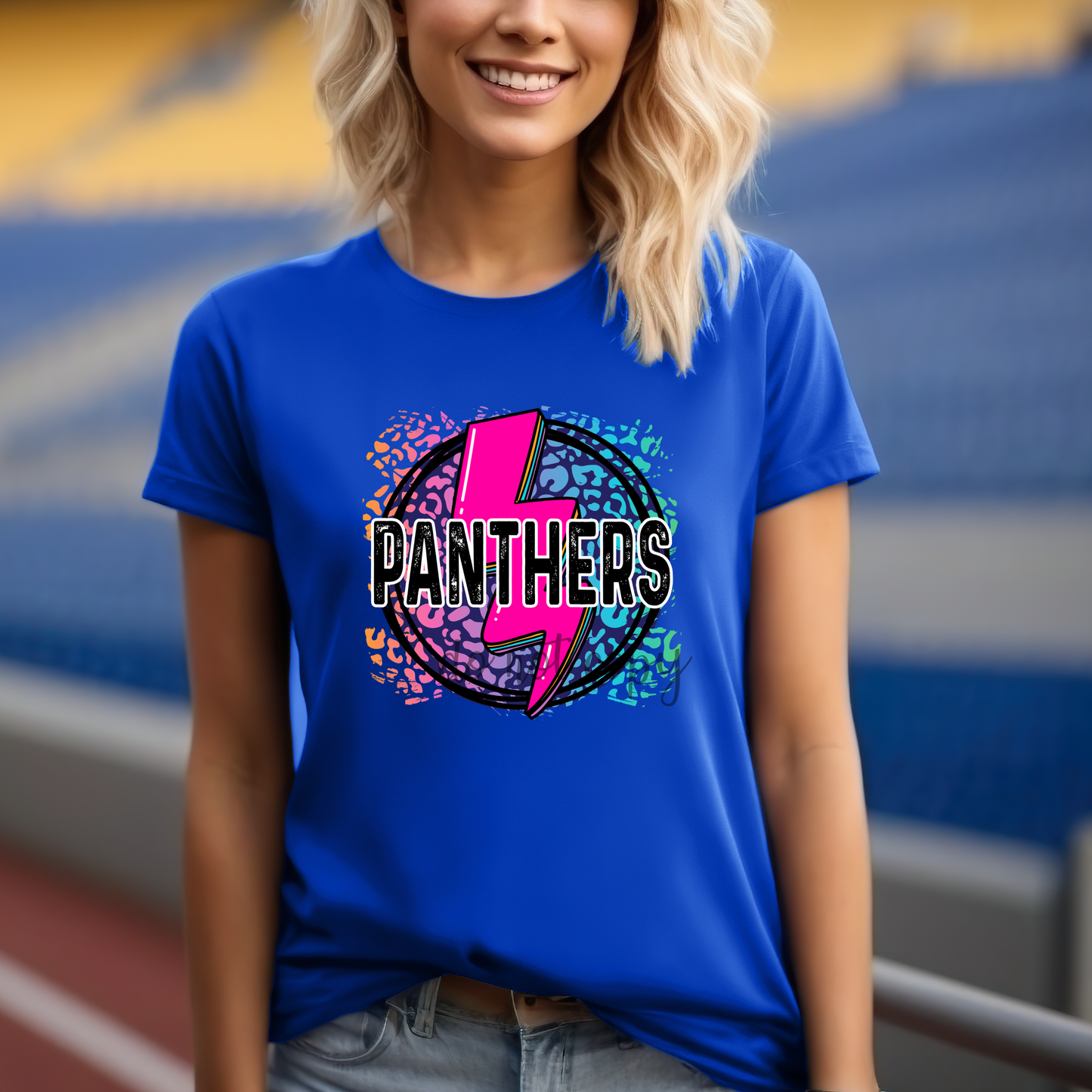 Panthers Pink Lightning bolt circle PNG