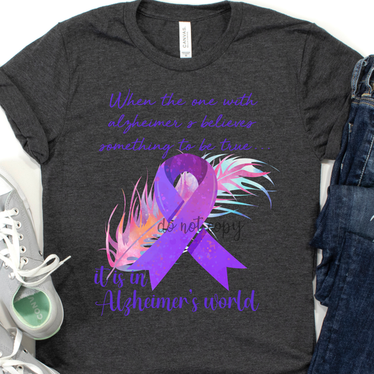 Ribbon Feather Alzheimer's Awareness Dtf