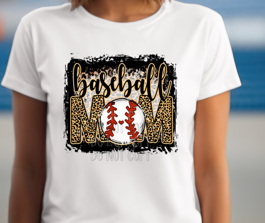 Baseball mom leopard and ball Dtf