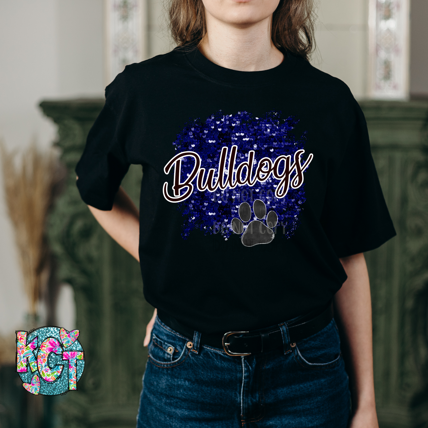 Bulldogs Sequin Blue PNG