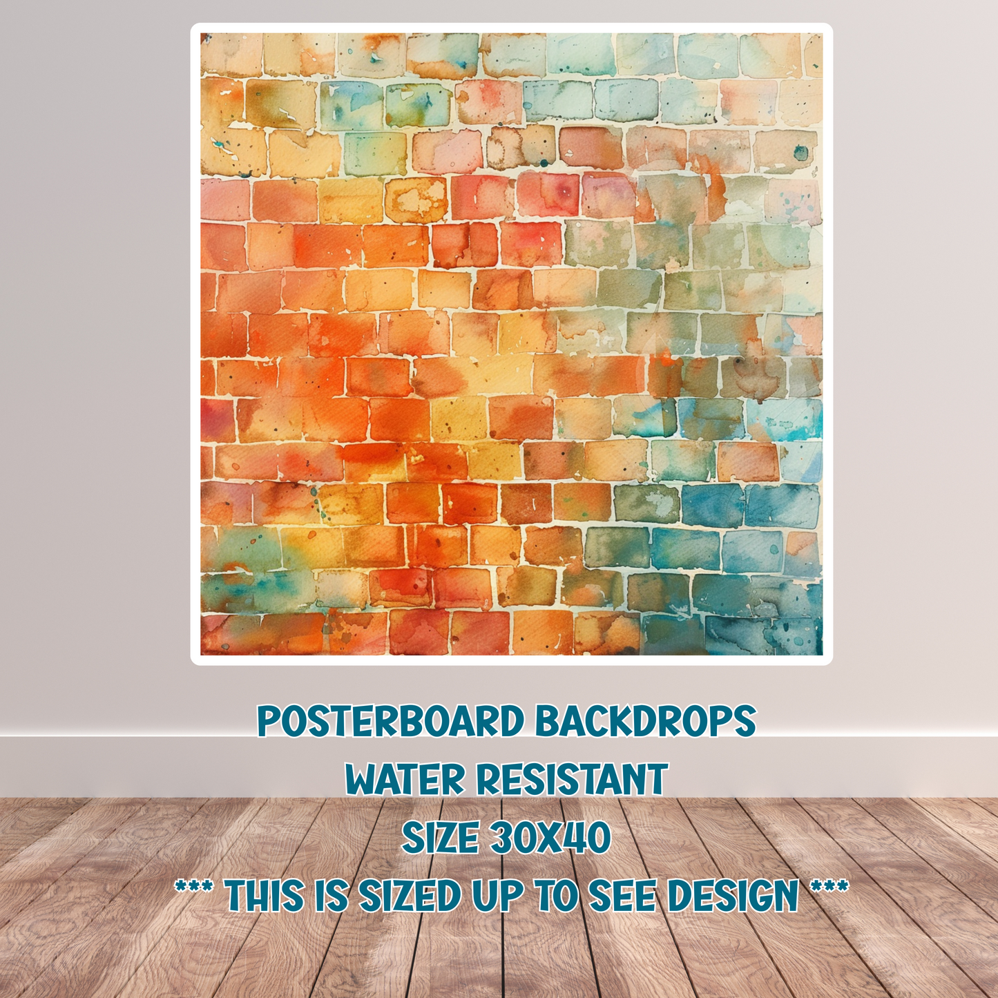 Orange and Aqua Brick backdrop