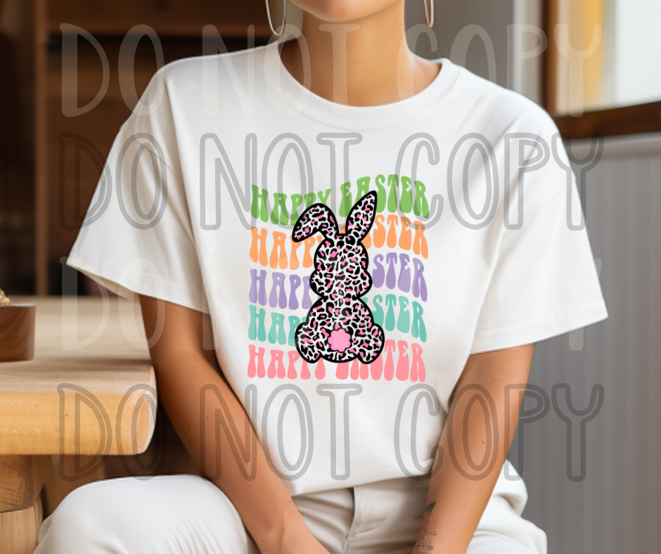 Happy Easter leopard bunny Dtf