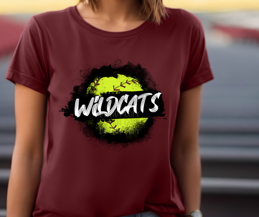 Wildcats softball watercolor black Dtf