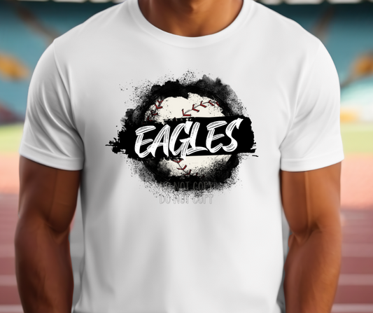 Eagles Baseball watercolor black Dtf