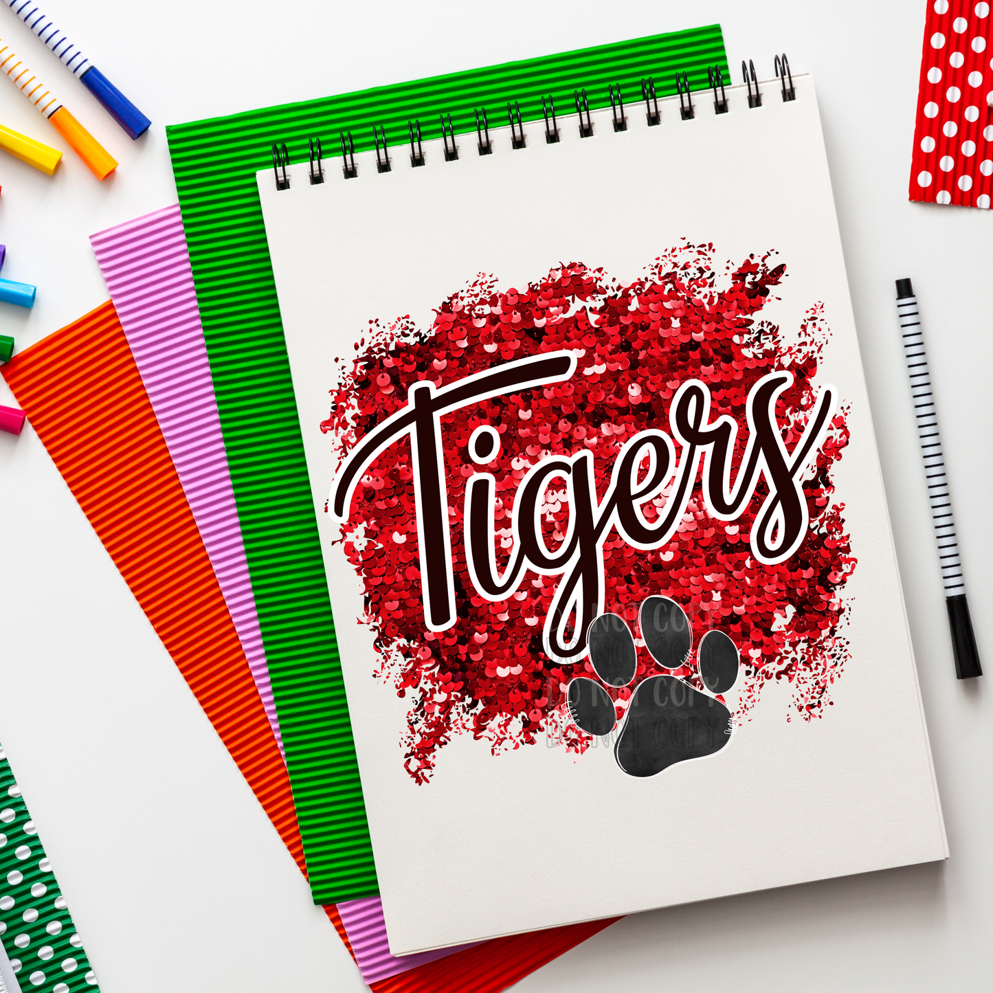 Tigers Sequin Red PNG
