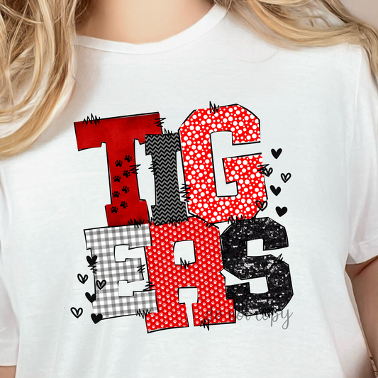 Tigers Doodle Red Dtf