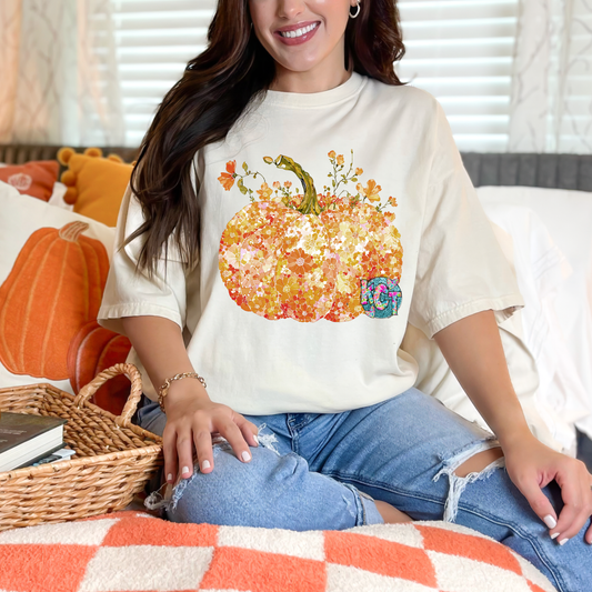 floral pumpkin DTF