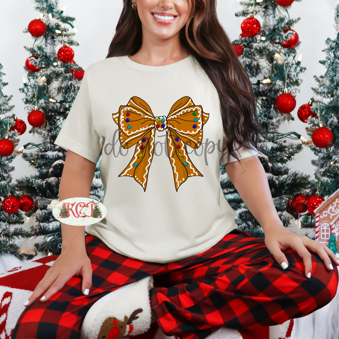 Gingerbread Man Bow DTF