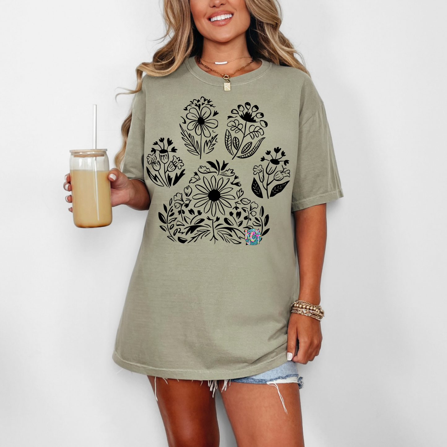 floral dog print DTF