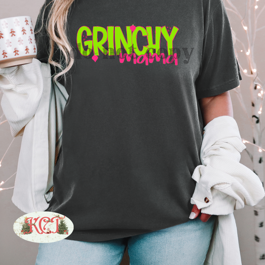 Grinchy Mama Green Knit png