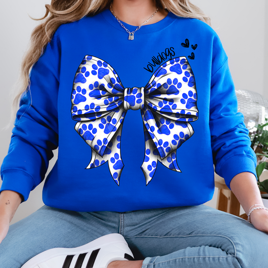 Bulldogs Bow with Paw Prints DTF