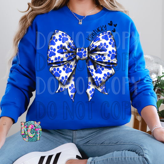 Kentucky  Bow with Paw Prints DTF