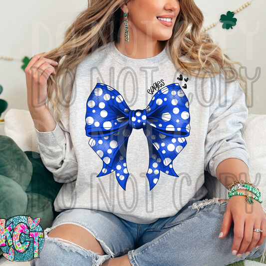 Eagles Bow Blue with White Polka Dots DTF