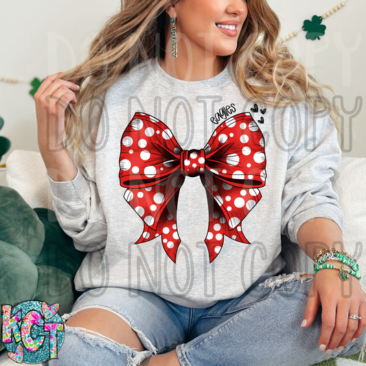 Eagles Bow Red with White Polka Dots DTF