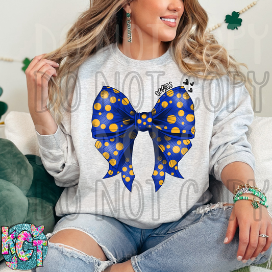 Eagles Bow Blue with Yellow Polka Dots DTF