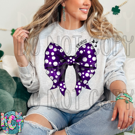 Pirates Bow Purple with White Polka Dots