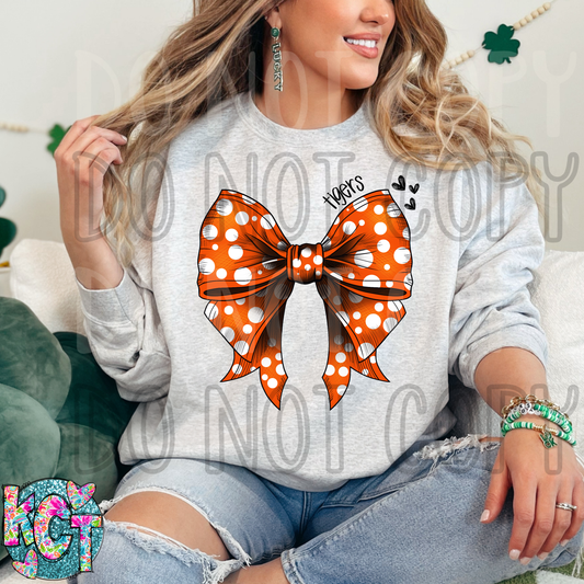 Tigers Bow Orange with White Polka Dots