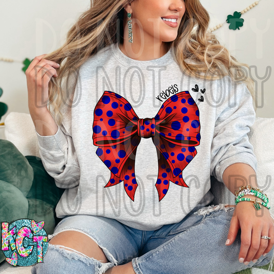 Rebels Bow Red with Blue Polka Dots