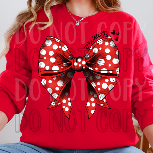 Buccaneers Bow Red with White Polka Dots