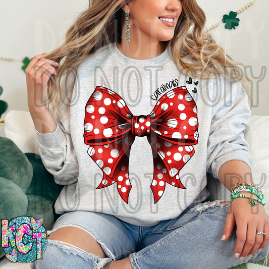 Cardinals Bow Red with White Polka Dots DTF