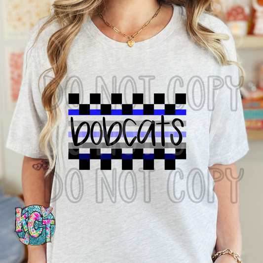 Bobcats Blue Checkered DTF