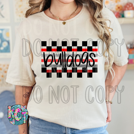 Bulldogs Red Checkered DTF