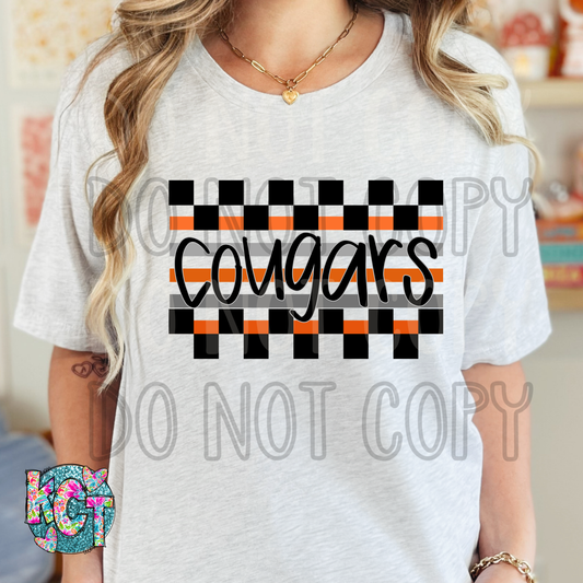 Cougars Orange Checkered DTF