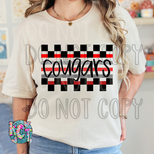 Cougars Red Checkered DTF