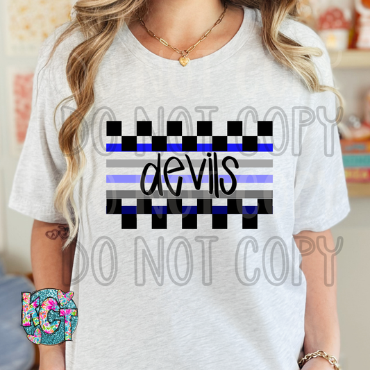 Devils Blue Checkered DTF