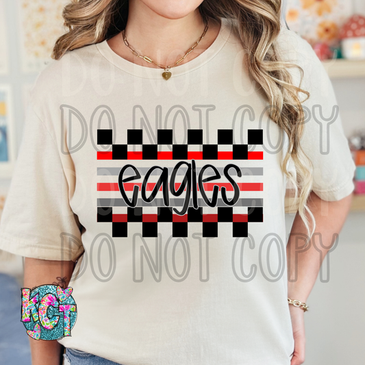 Eagles Red Checkered DTF