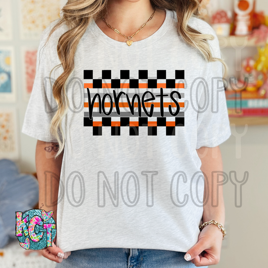 Hornets Orange Checkered DTF