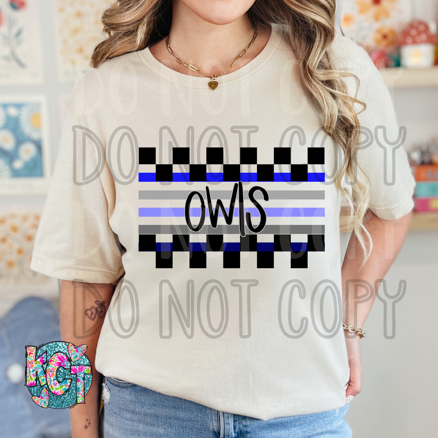Owls Blue Checkered DTF