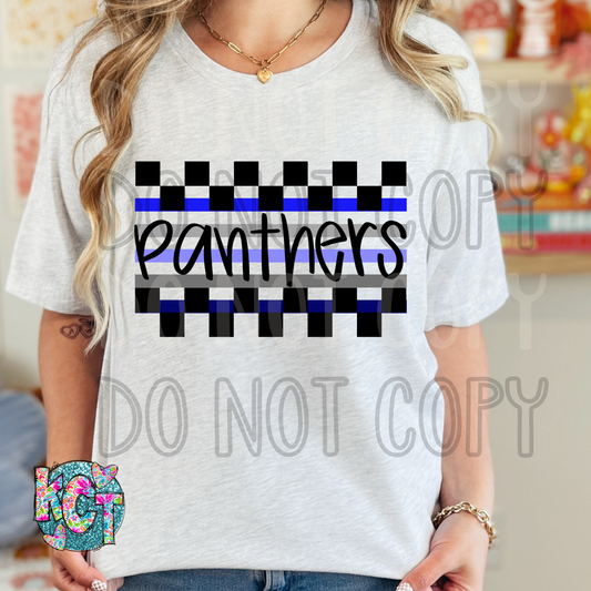 Panthers Blue Checkered DTF