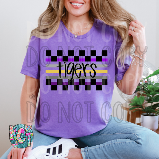 Tigers Purple Checkered DTF