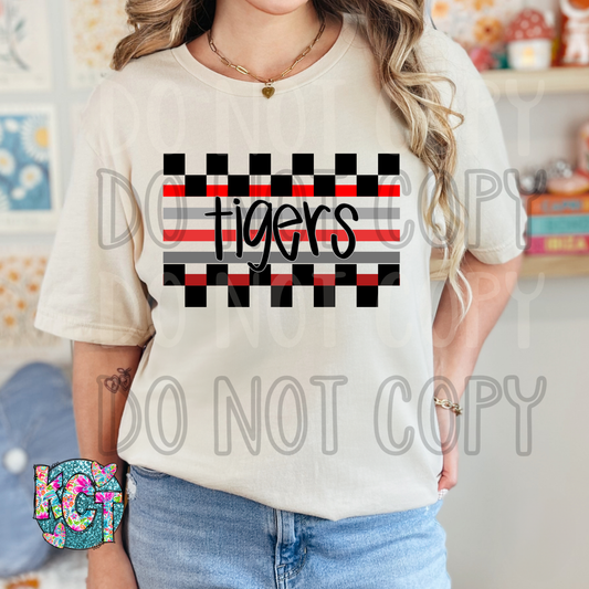 Tigers Red Checkered DTF