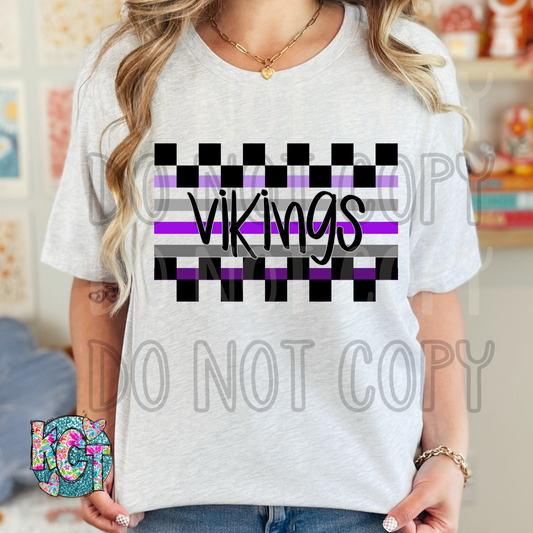 Vikings Purple Checkered DTF
