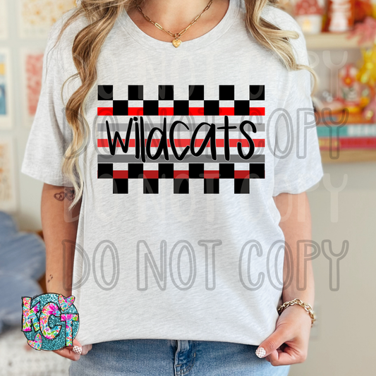 Wildcats Red Checkered DTF