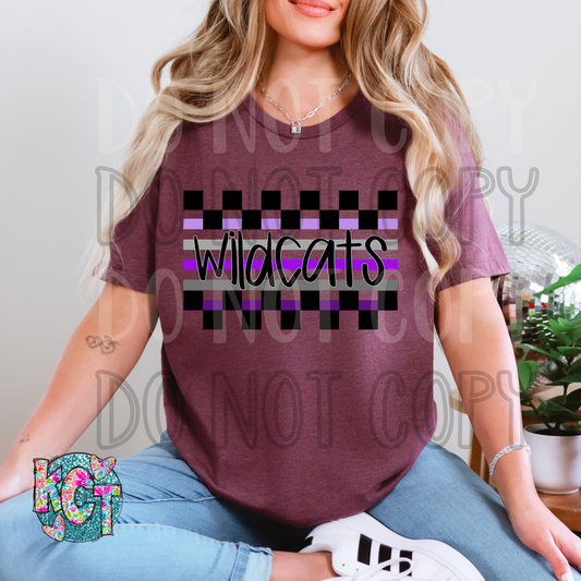 Wildcats Purple Checkered DTF