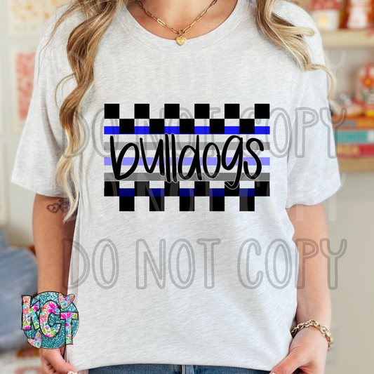 Bulldogs Blue Checkered DTF