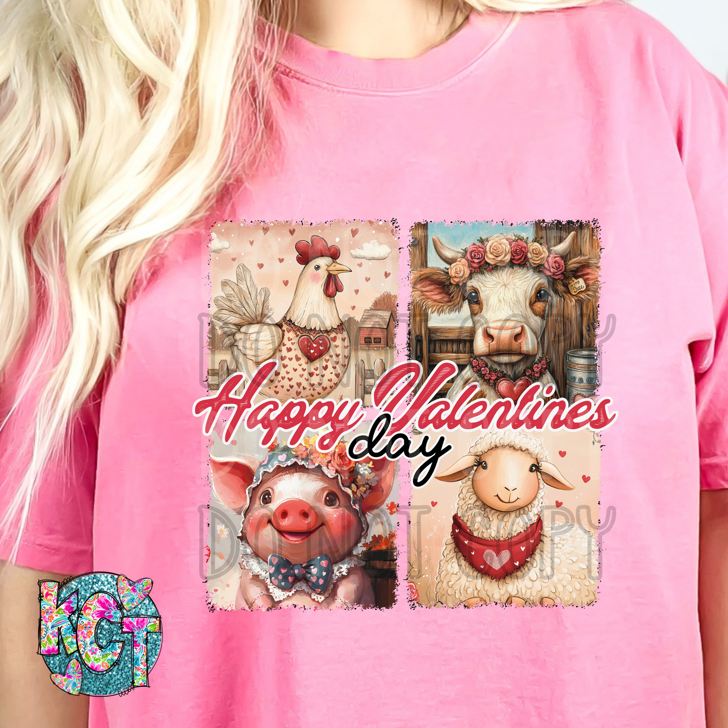 Farm Animals Valentines DTF