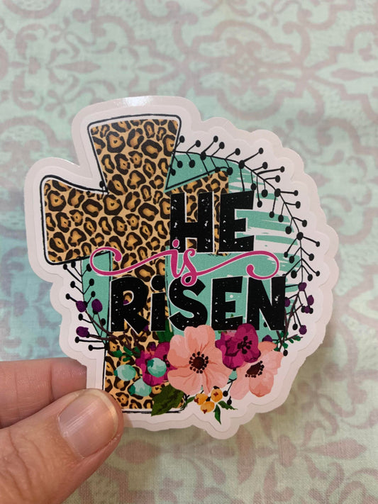 F22 He Is Risen (Leopard Cross, Floral) DC