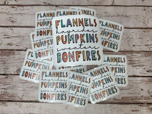 Flannels, Pumpkins, Bonfires  diecut