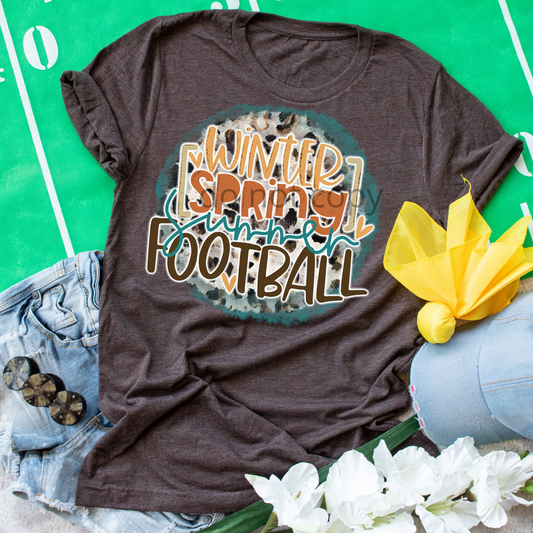 Winter, Spring, Summer, Football (Leopard Background) DTF