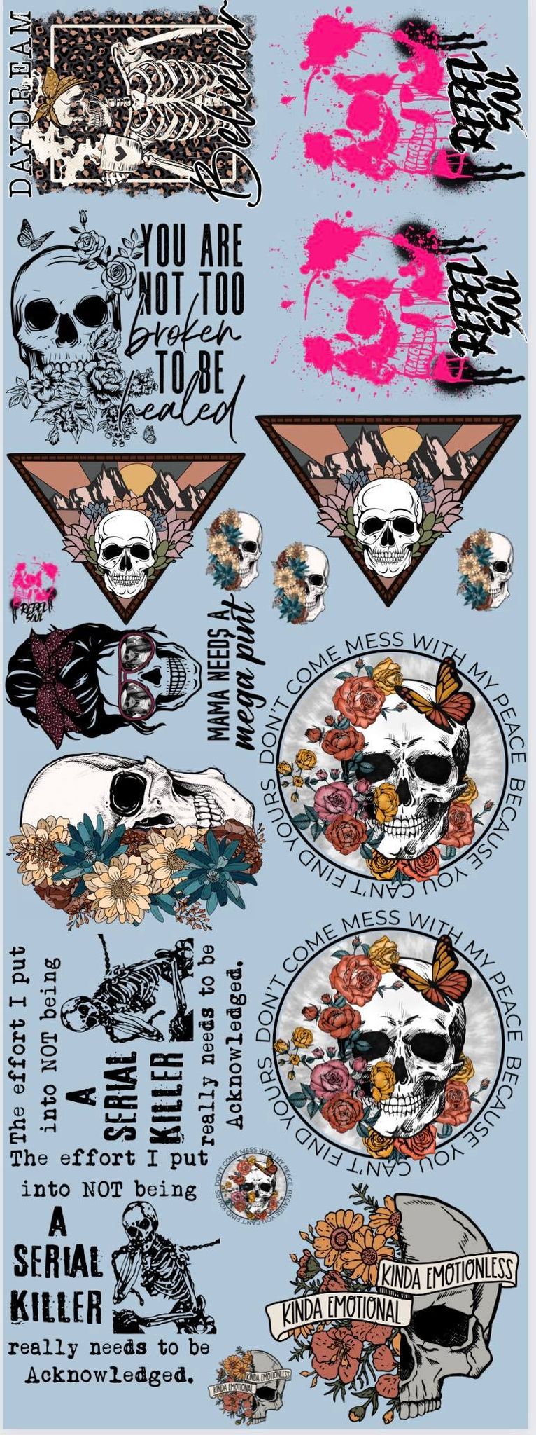 Pre Loaded Gang Sheet--Skulls