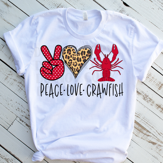 Peace Love Crawfish (Leopard Heart)  DTF