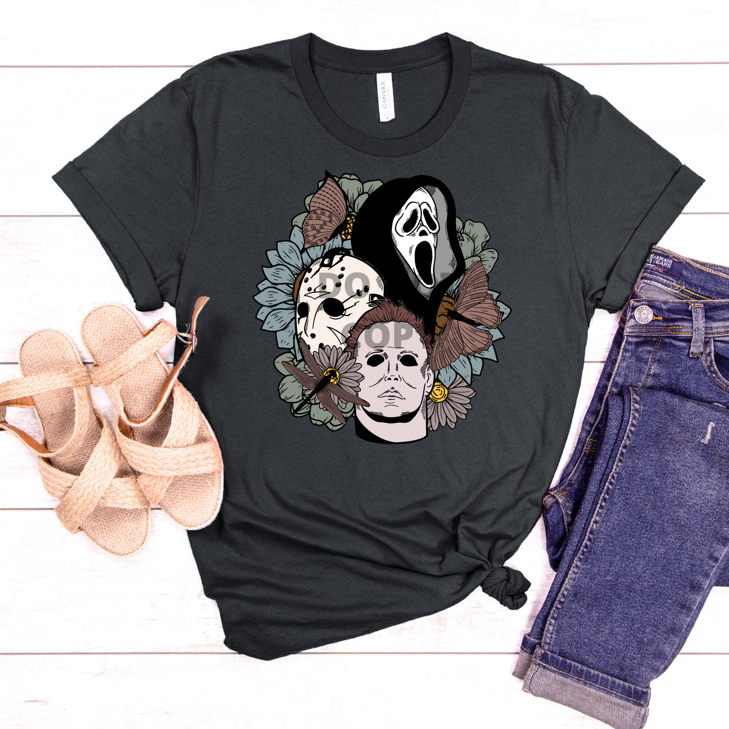 Spooky trio with boho flowers  DTF