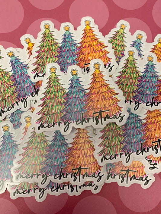 Bright trees Merry Christmas Diecut