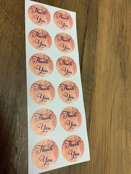Peach Thank you stickers